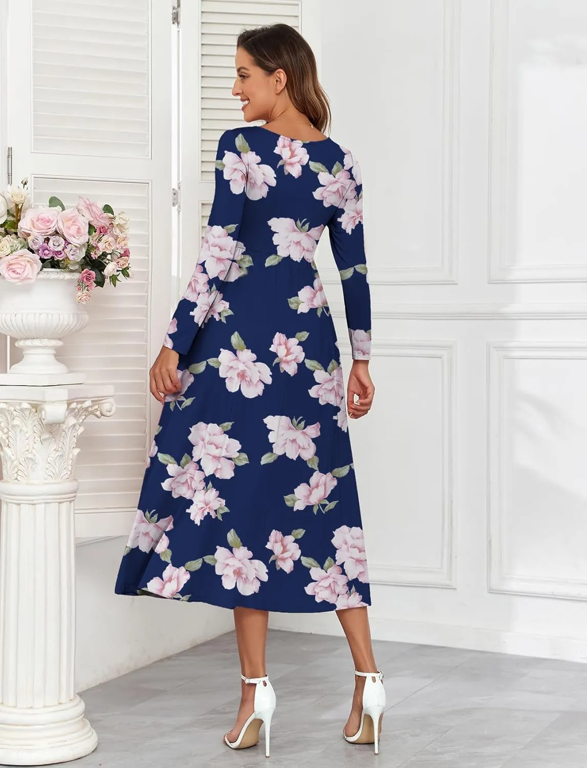 2024 Maternity Tie Front Ruched Nursing Dress A Line Long Sleeve V Neck Swing Pregnancy Maxi Dresses