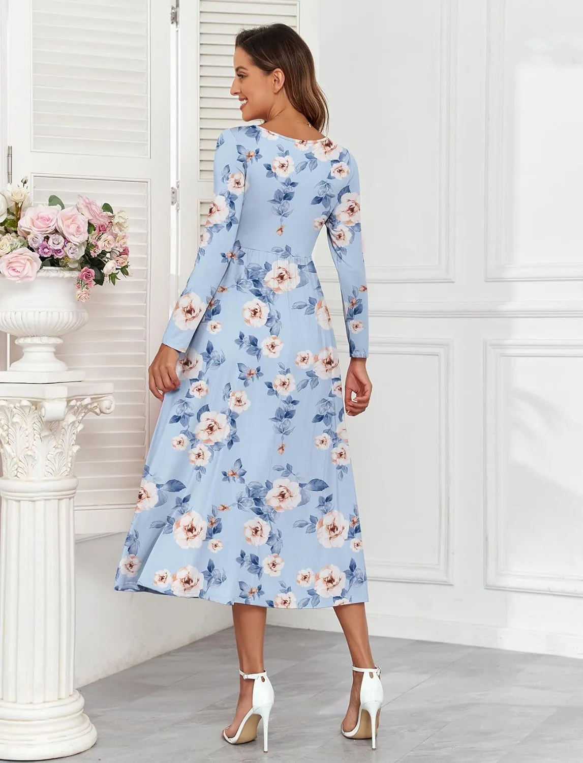 2024 Maternity Tie Front Ruched Nursing Dress A Line Long Sleeve V Neck Swing Pregnancy Maxi Dresses