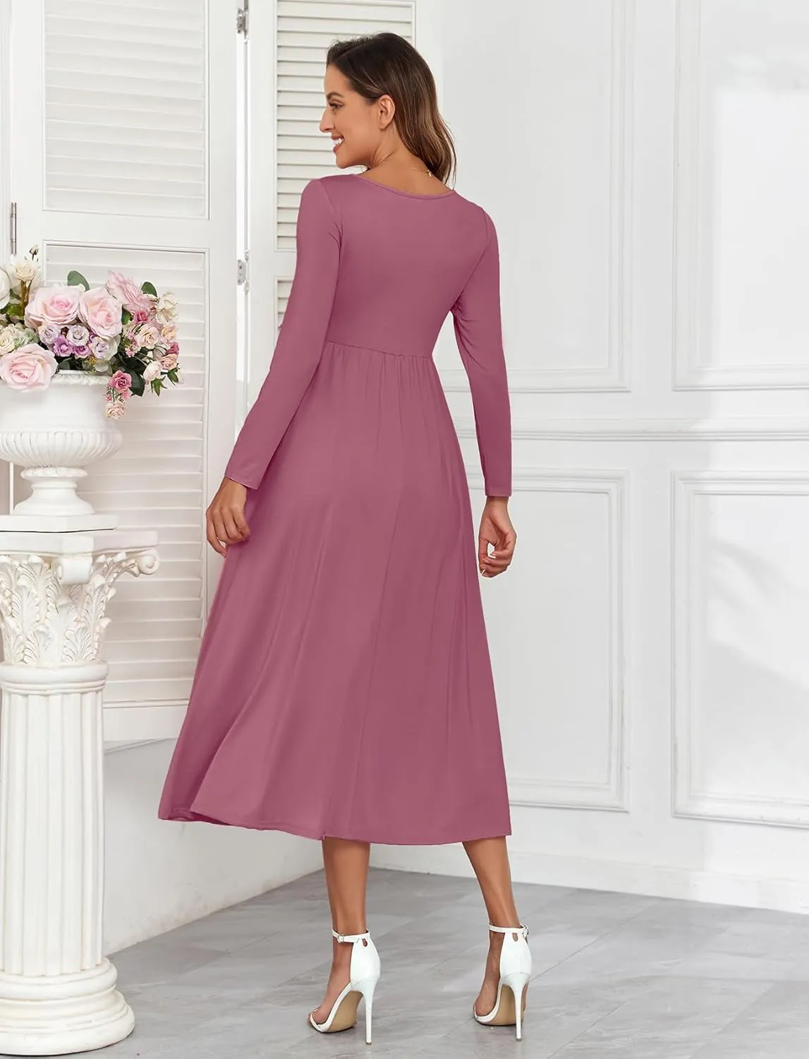 2024 Maternity Tie Front Ruched Nursing Dress A Line Long Sleeve V Neck Swing Pregnancy Maxi Dresses