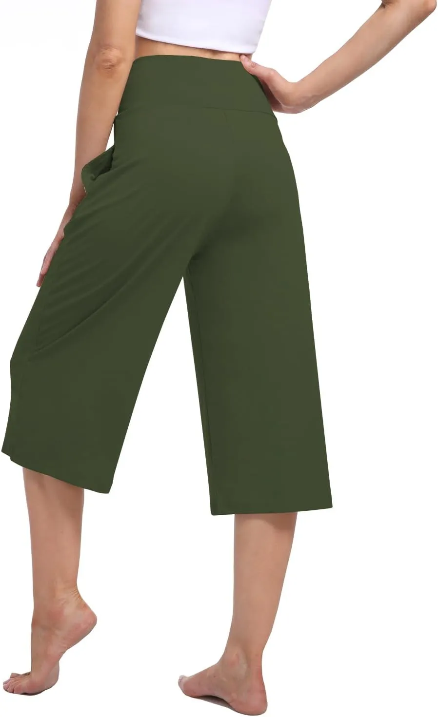 3 PACK Womens Wide Leg Yoga Capris Crossover High Waist Casual Capri Pants Loose Soft Pajama Pockets Sweatpants