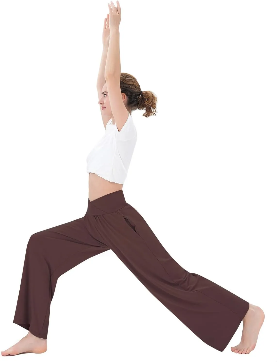 3 Pack Womens Wide Leg Yoga Pants Crossover High Waisted Casual Loose Lounge Sweatpants with Pockets