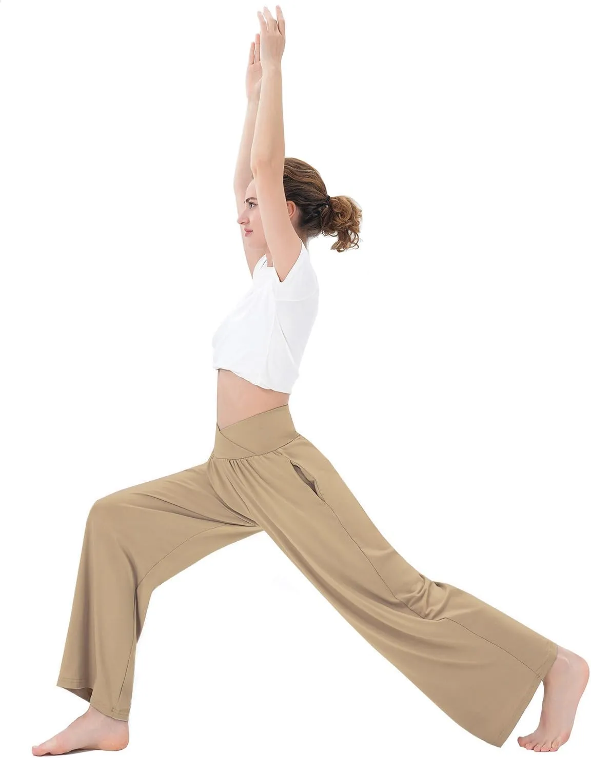 3 Pack Womens Wide Leg Yoga Pants Crossover High Waisted Casual Loose Lounge Sweatpants with Pockets