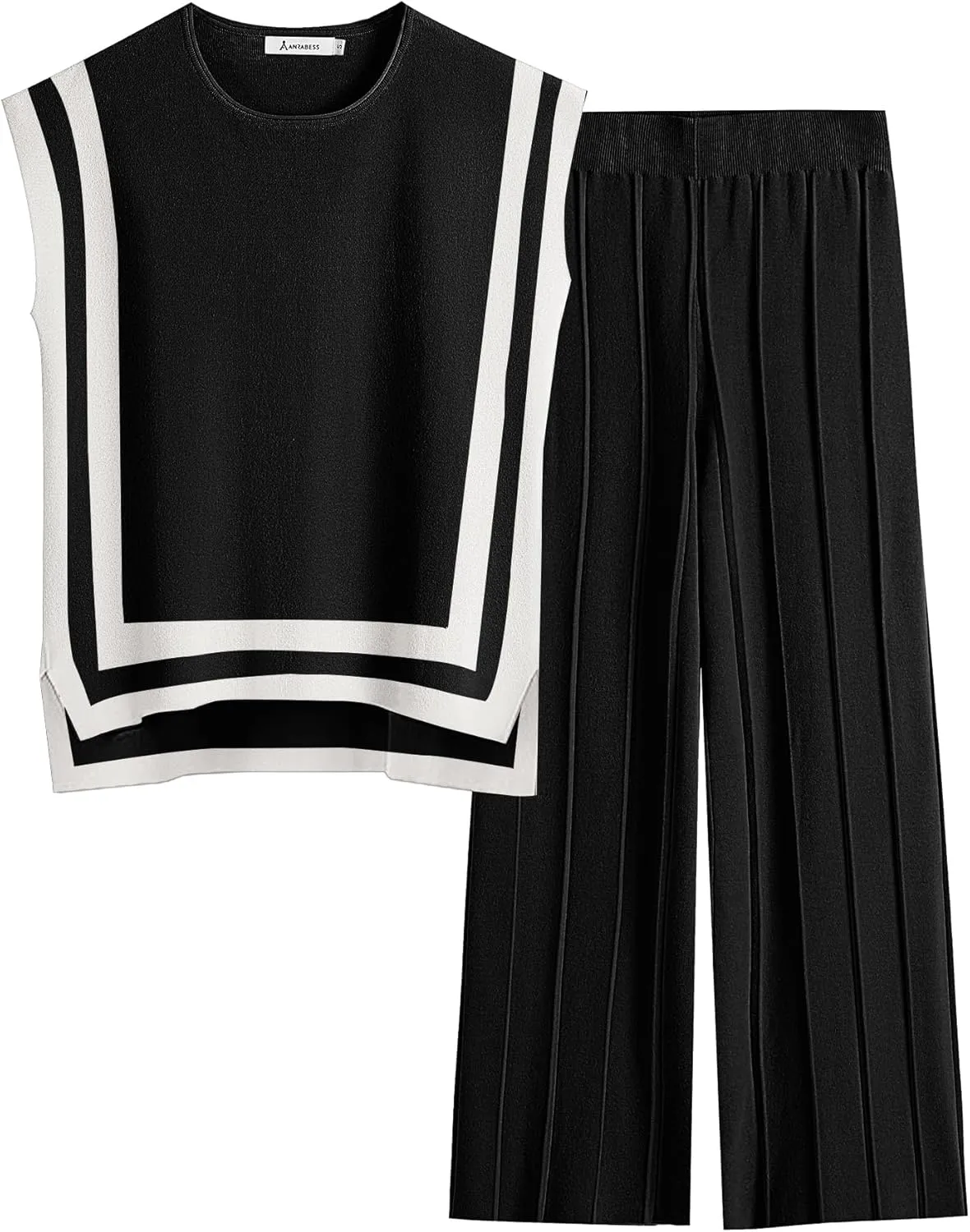 ANRABESS Women 2 Piece Lounge Sets Summer Casual Knit Sweater Vest Pant Set Beach Vacation Airport Outfits Clothes