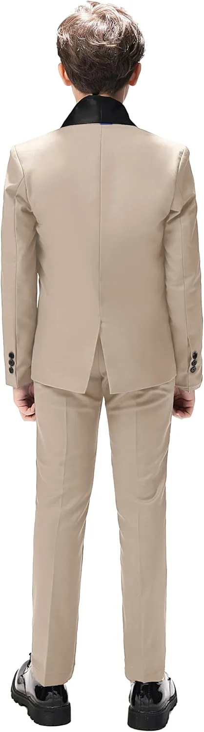 Boy Suits Tuxedo Slim Fit Suit for Boys Kids Toddler Dress Outfit with Coat, Pants, Vest Set No Tail