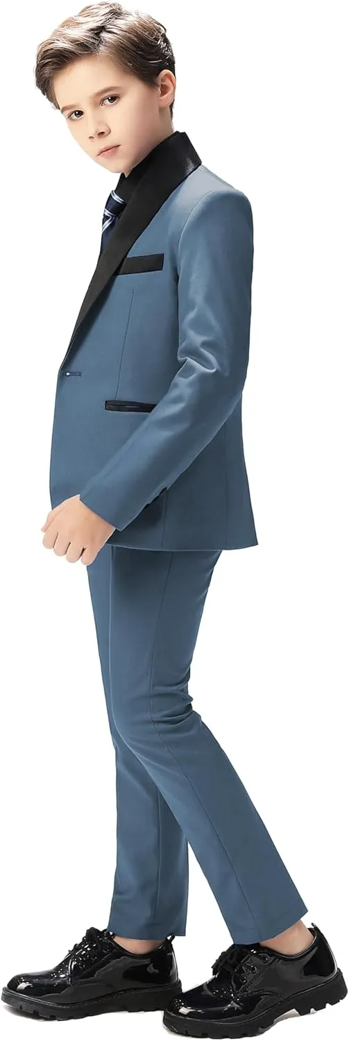 Boy Suits Tuxedo Slim Fit Suit for Boys Kids Toddler Dress Outfit with Coat, Pants, Vest Set No Tail
