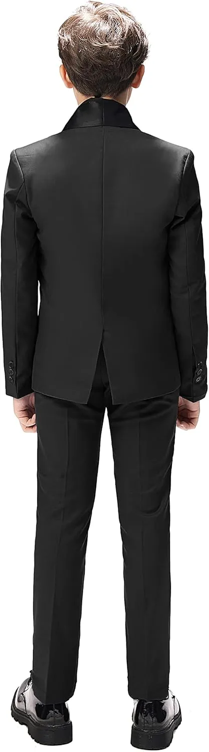 Boy Suits Tuxedo Slim Fit Suit for Boys Kids Toddler Dress Outfit with Coat, Pants, Vest Set No Tail