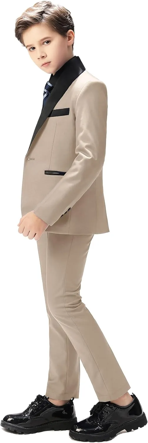 Boy Suits Tuxedo Slim Fit Suit for Boys Kids Toddler Dress Outfit with Coat, Pants, Vest Set No Tail