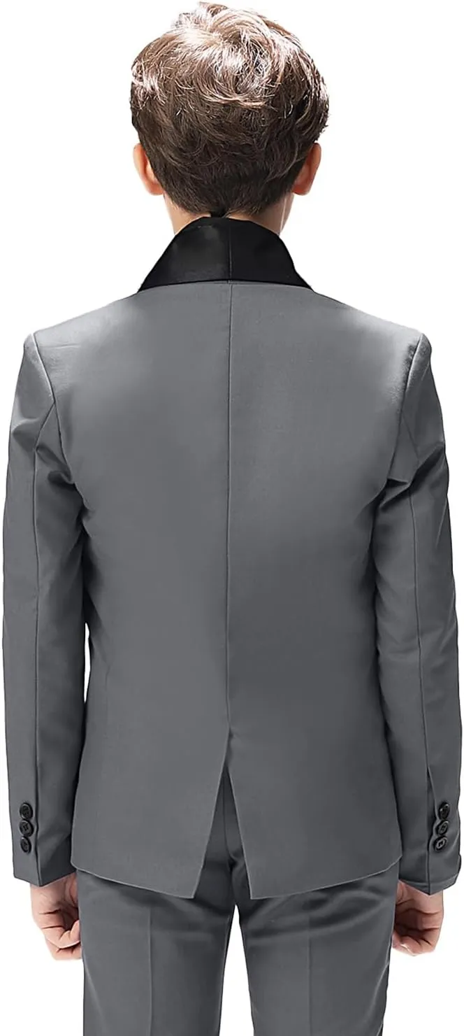 Boy Suits Tuxedo Slim Fit Suit for Boys Kids Toddler Dress Outfit with Coat, Pants, Vest Set No Tail