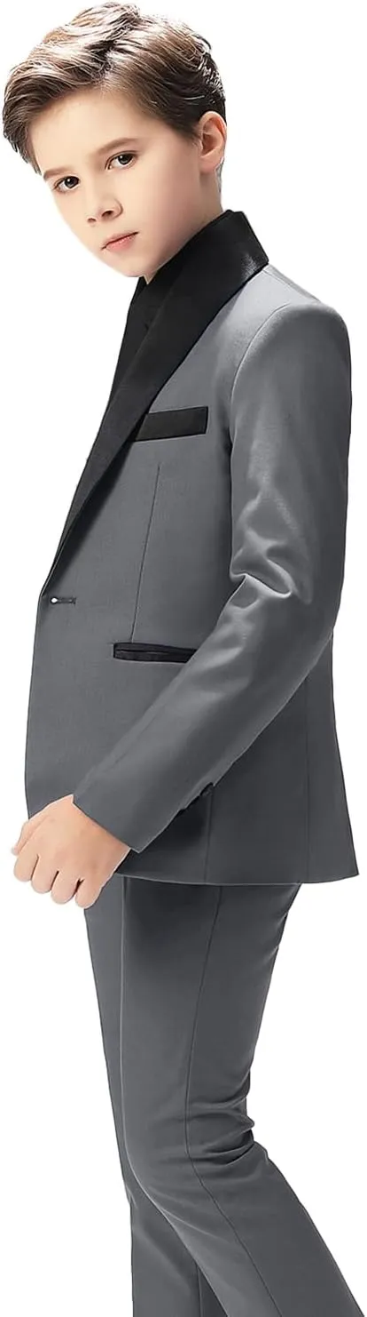Boy Suits Tuxedo Slim Fit Suit for Boys Kids Toddler Dress Outfit with Coat, Pants, Vest Set No Tail