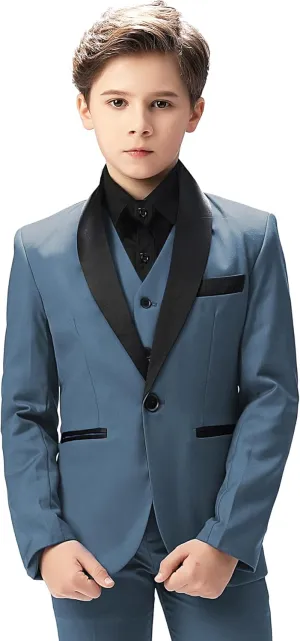 Boy Suits Tuxedo Slim Fit Suit for Boys Kids Toddler Dress Outfit with Coat, Pants, Vest Set No Tail