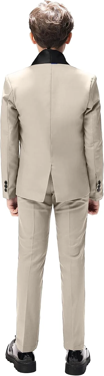 Boy Suits Tuxedo Slim Fit Suit for Boys Kids Toddler Dress Outfit with Coat, Pants, Vest Set No Tail