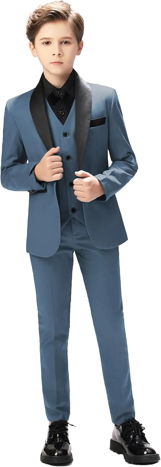 Boy Suits Tuxedo Slim Fit Suit for Boys Kids Toddler Dress Outfit with Coat, Pants, Vest Set No Tail