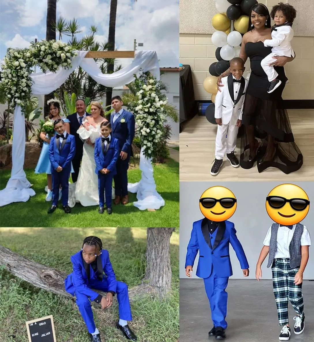 Boy Suits Tuxedo Slim Fit Suit for Boys Kids Toddler Dress Outfit with Coat, Pants, Vest Set No Tail