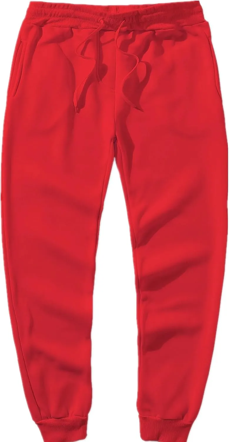 Boys' Solid Color Cotton Sweatpants with Drawstring Jogger Pants for Kids