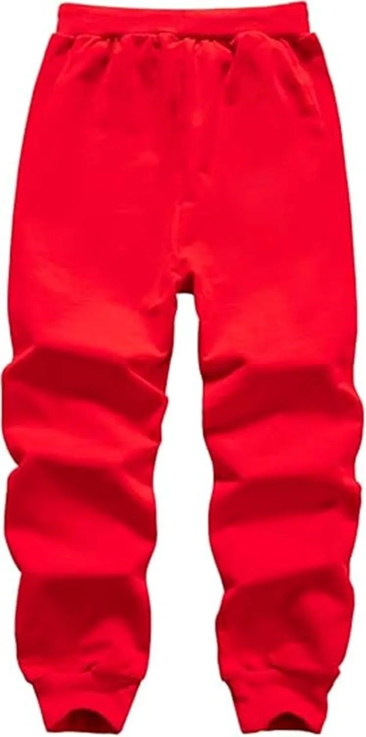 Boys' Solid Color Cotton Sweatpants with Drawstring Jogger Pants for Kids