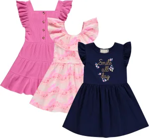 BTween 3-PC Girls Summer Dress Set - Short Sleeve Casual Skater Dresses