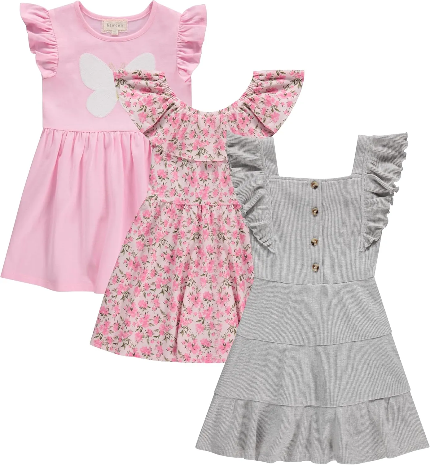 BTween 3-PC Girls Summer Dress Set - Short Sleeve Casual Skater Dresses