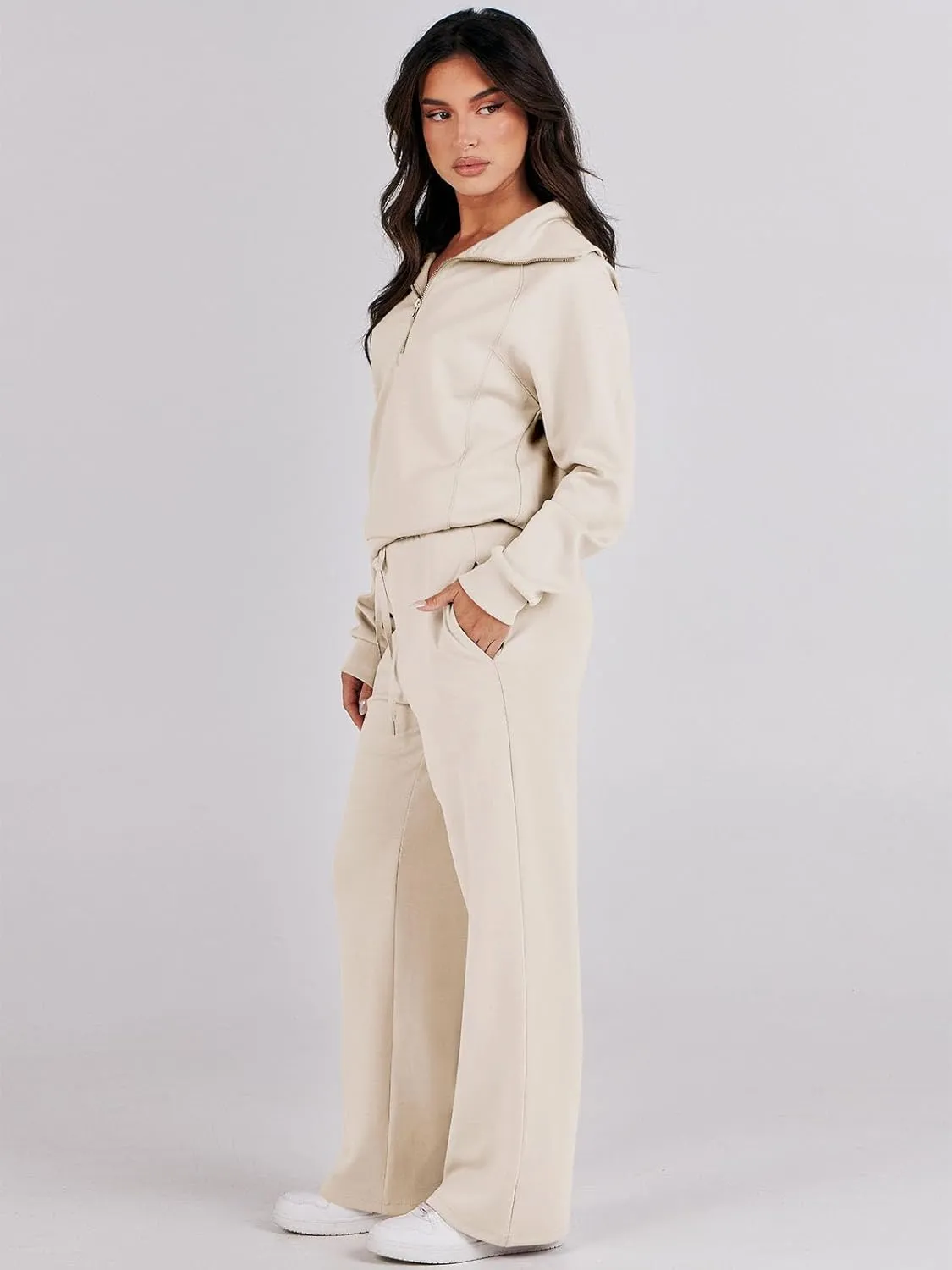 Caracilia Womens 2 Piece Outfits Lounge Sets Oversized Sweatshirt Sweatpants Sweatsuit Matching Sweat Set 2024 Fall Tracksuit