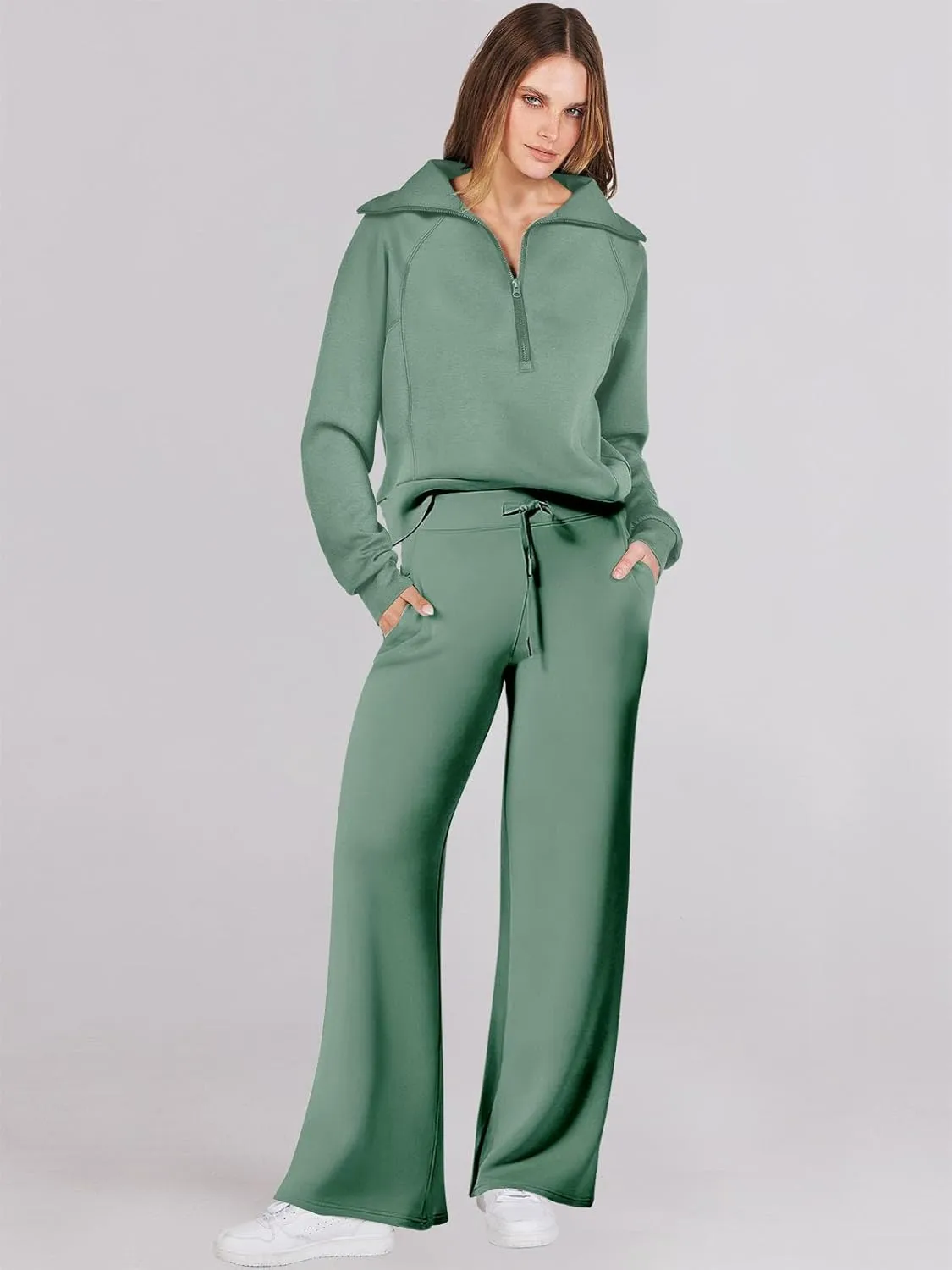 Caracilia Womens 2 Piece Outfits Lounge Sets Oversized Sweatshirt Sweatpants Sweatsuit Matching Sweat Set 2024 Fall Tracksuit