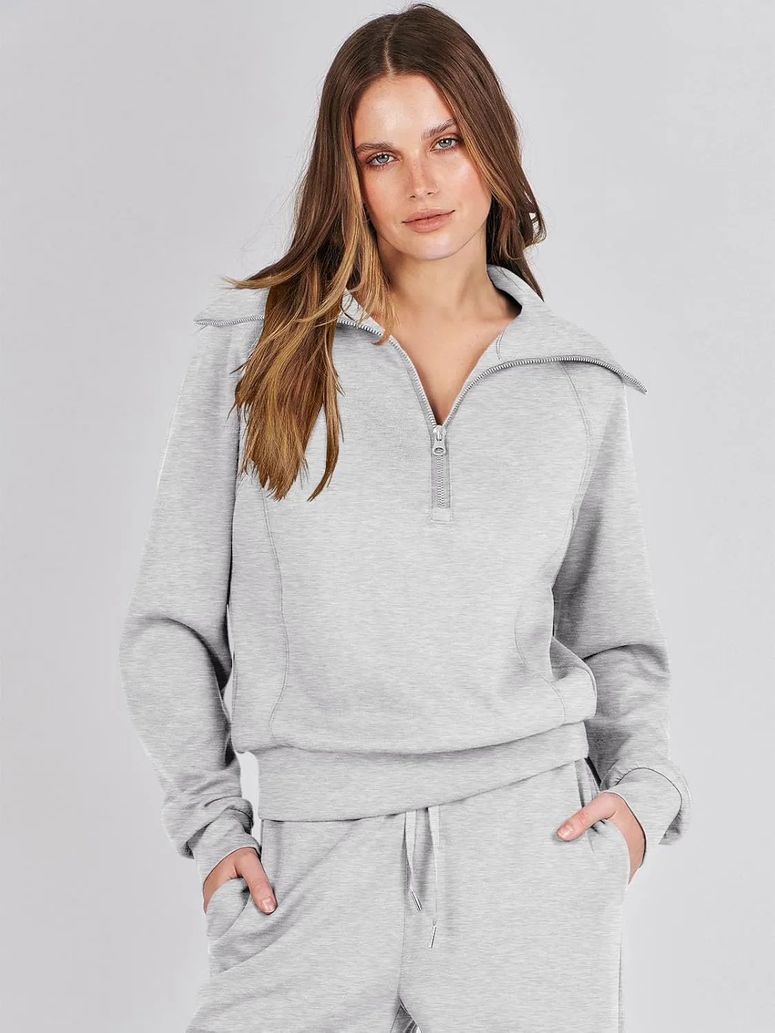 Caracilia Womens 2 Piece Outfits Lounge Sets Oversized Sweatshirt Sweatpants Sweatsuit Matching Sweat Set 2024 Fall Tracksuit