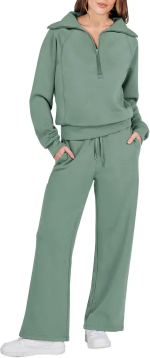 Caracilia Womens 2 Piece Outfits Lounge Sets Oversized Sweatshirt Sweatpants Sweatsuit Matching Sweat Set 2024 Fall Tracksuit