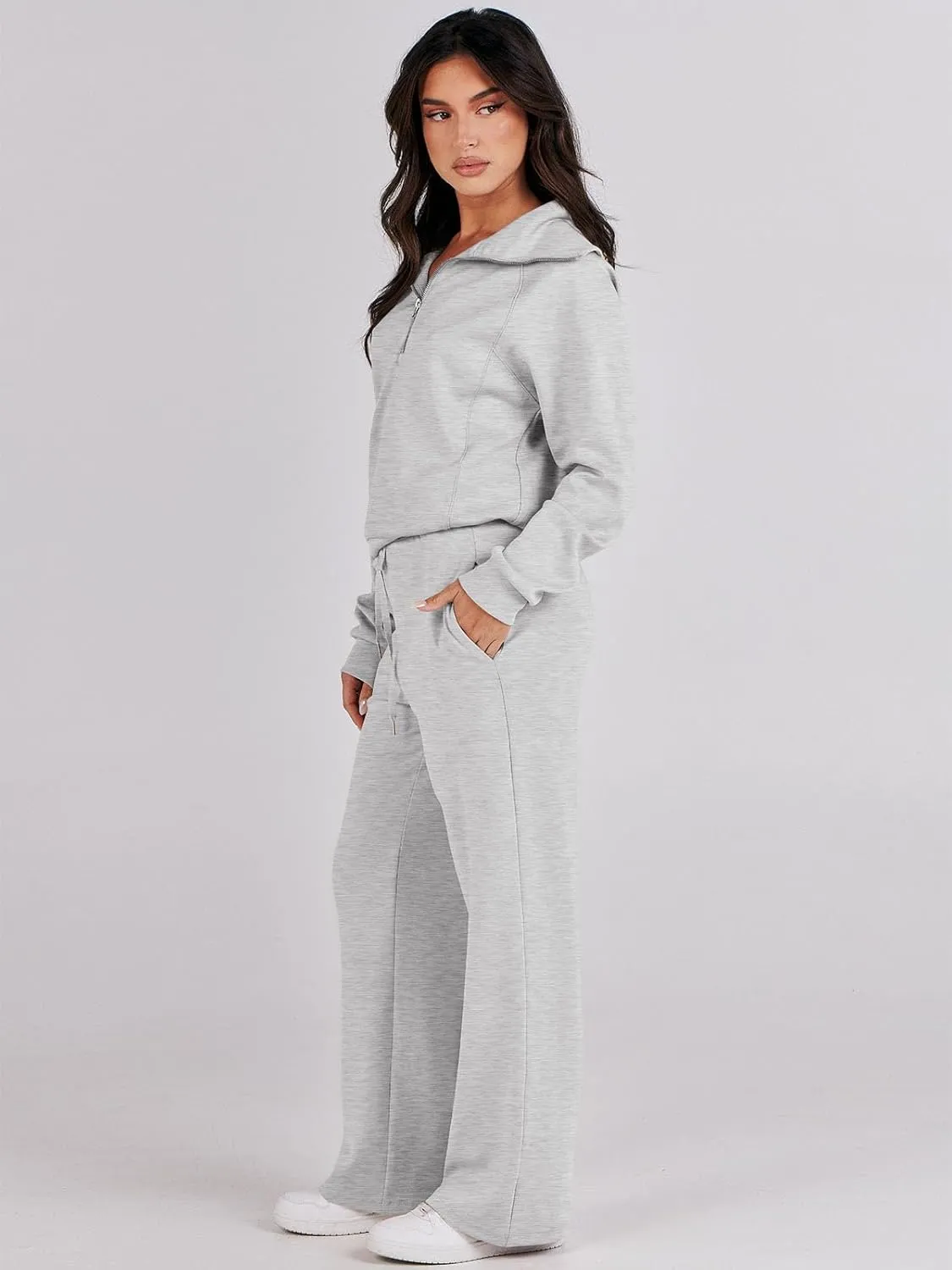 Caracilia Womens 2 Piece Outfits Lounge Sets Oversized Sweatshirt Sweatpants Sweatsuit Matching Sweat Set 2024 Fall Tracksuit