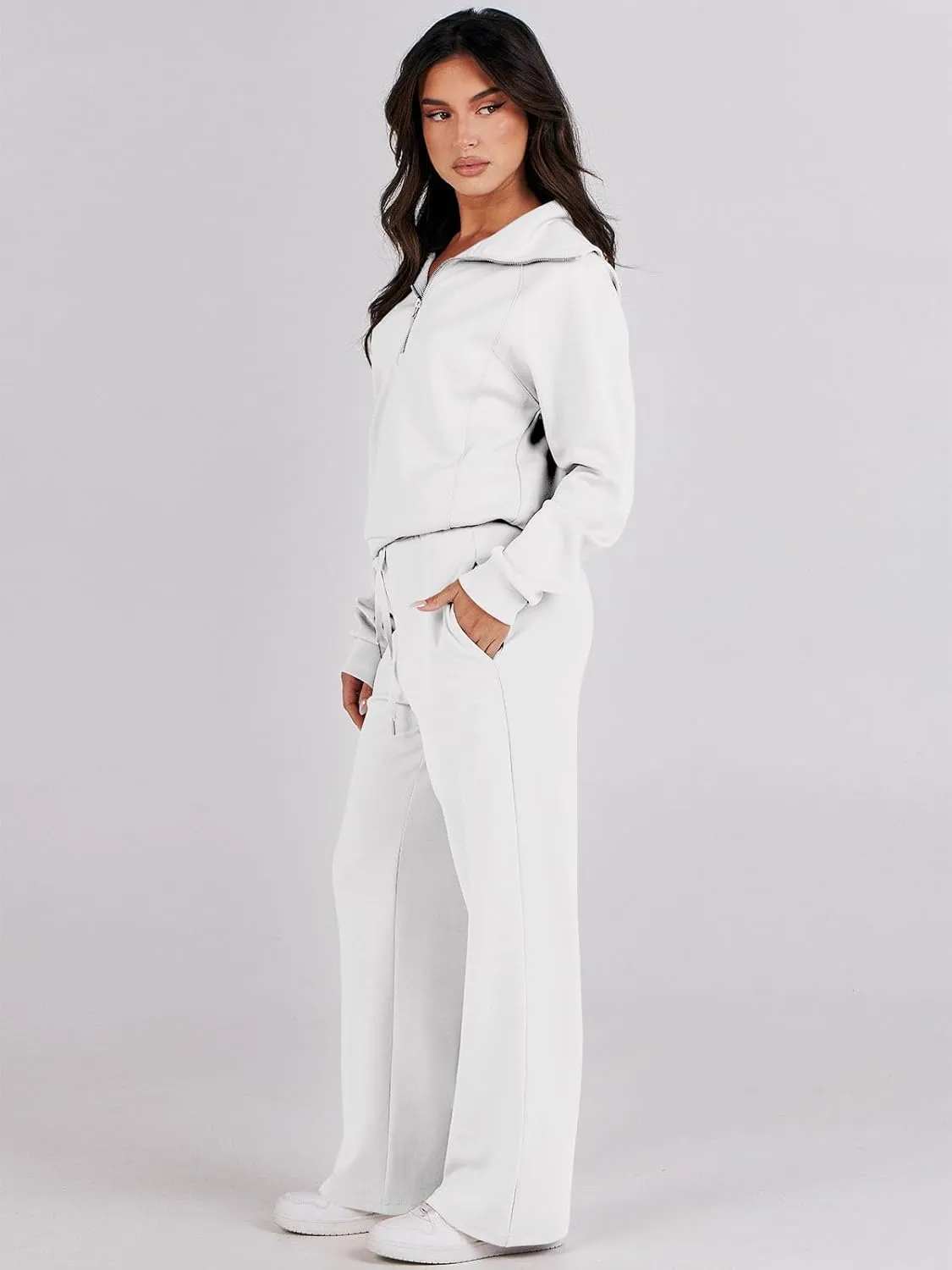 Caracilia Womens 2 Piece Outfits Lounge Sets Oversized Sweatshirt Sweatpants Sweatsuit Matching Sweat Set 2024 Fall Tracksuit