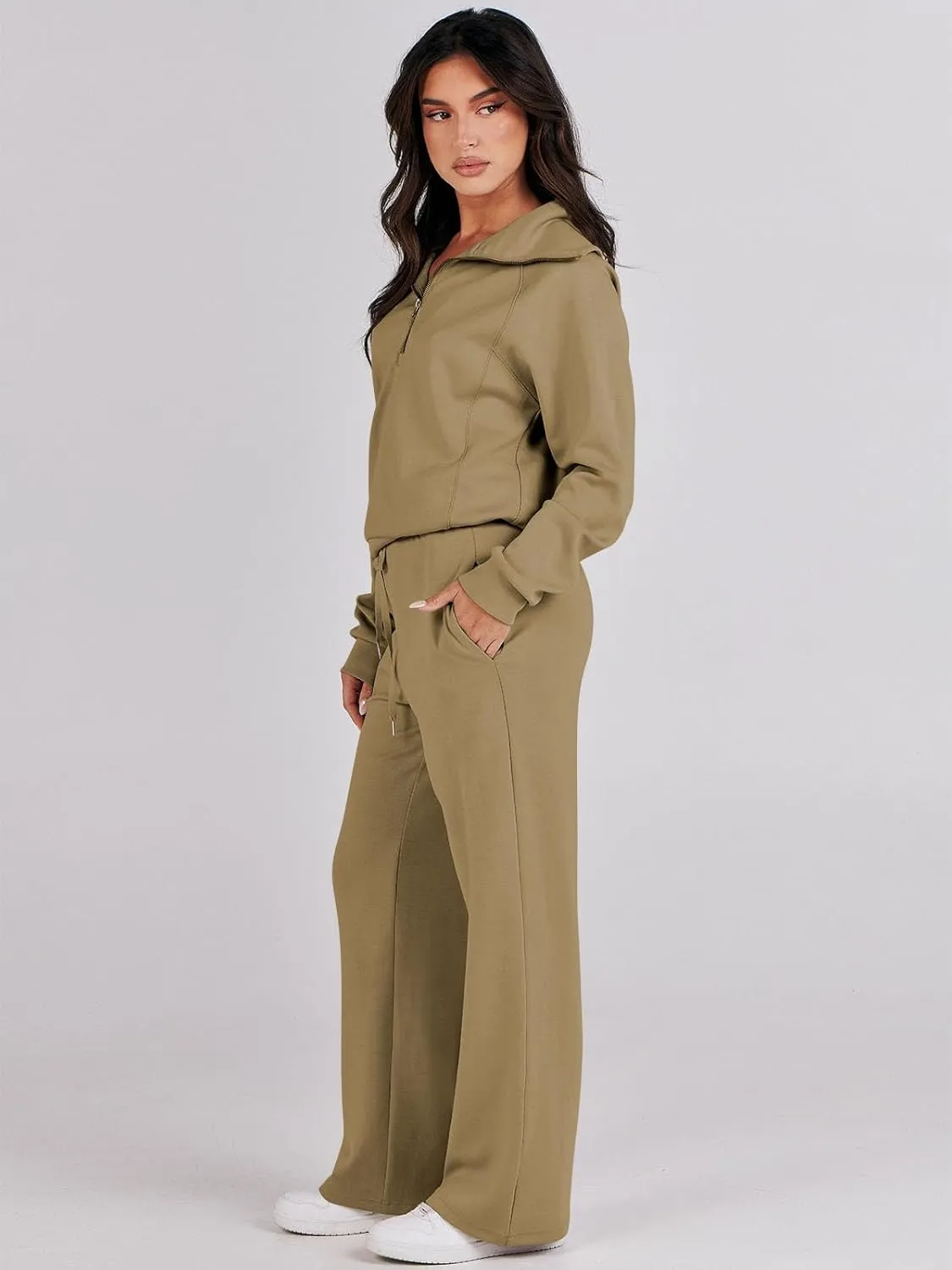 Caracilia Womens 2 Piece Outfits Lounge Sets Oversized Sweatshirt Sweatpants Sweatsuit Matching Sweat Set 2024 Fall Tracksuit