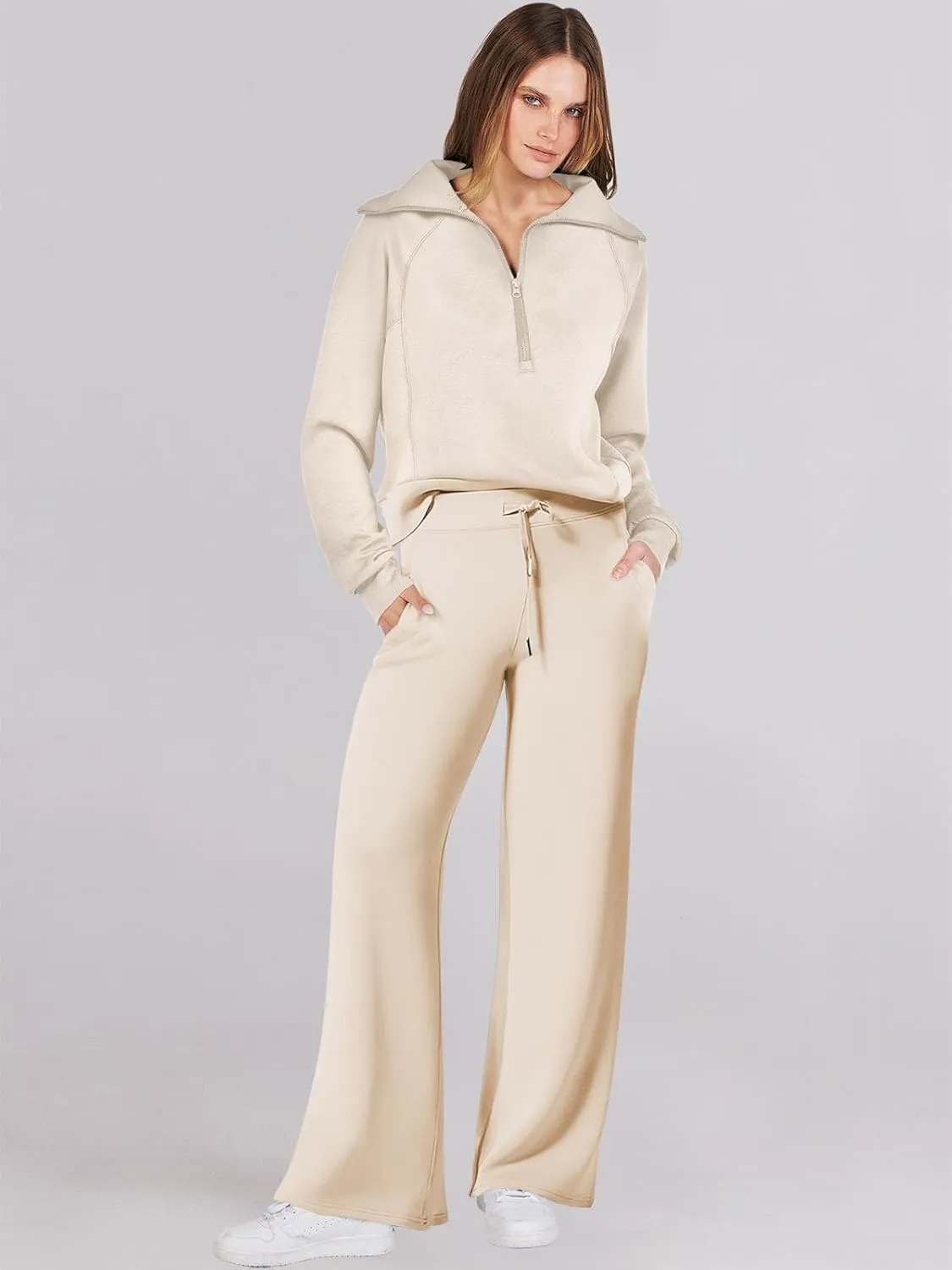 Caracilia Womens 2 Piece Outfits Lounge Sets Oversized Sweatshirt Sweatpants Sweatsuit Matching Sweat Set 2024 Fall Tracksuit