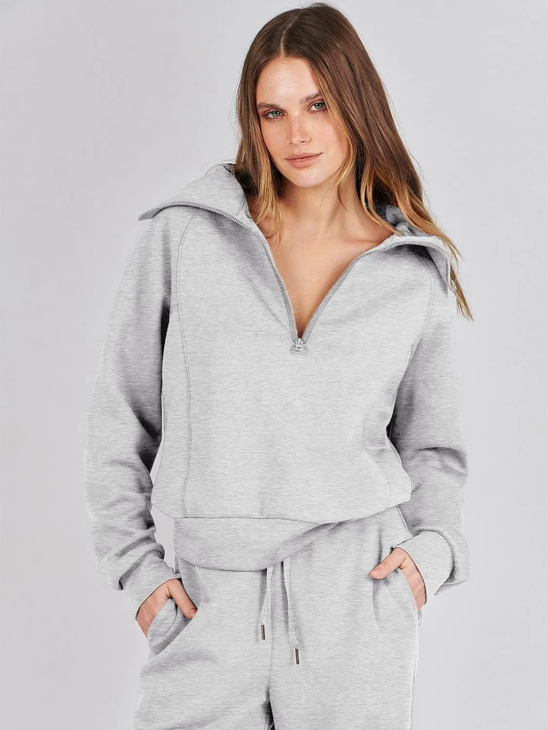 Caracilia Womens 2 Piece Outfits Lounge Sets Oversized Sweatshirt Sweatpants Sweatsuit Matching Sweat Set 2024 Fall Tracksuit