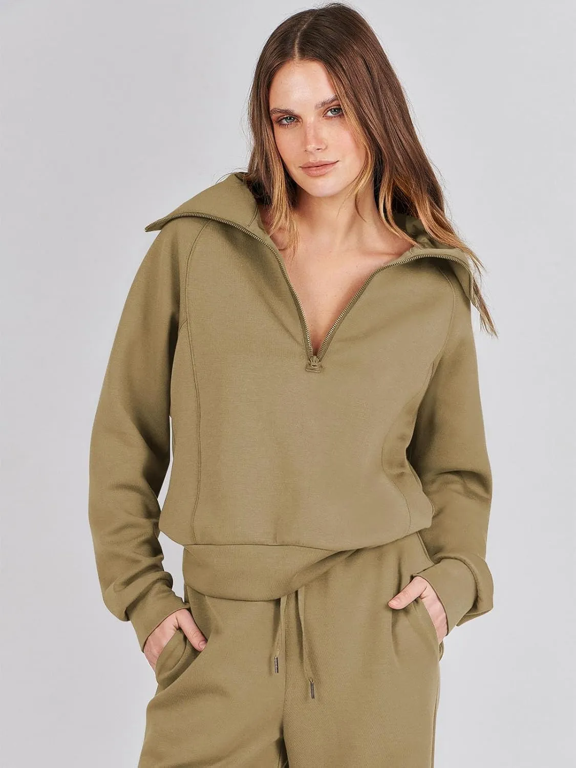 Caracilia Womens 2 Piece Outfits Lounge Sets Oversized Sweatshirt Sweatpants Sweatsuit Matching Sweat Set 2024 Fall Tracksuit