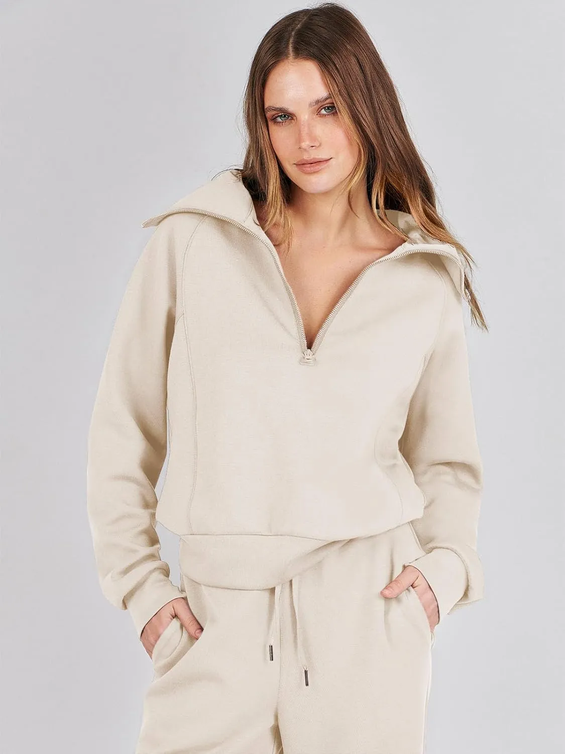 Caracilia Womens 2 Piece Outfits Lounge Sets Oversized Sweatshirt Sweatpants Sweatsuit Matching Sweat Set 2024 Fall Tracksuit