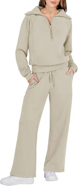 Caracilia Womens 2 Piece Outfits Lounge Sets Oversized Sweatshirt Sweatpants Sweatsuit Matching Sweat Set 2024 Fall Tracksuit