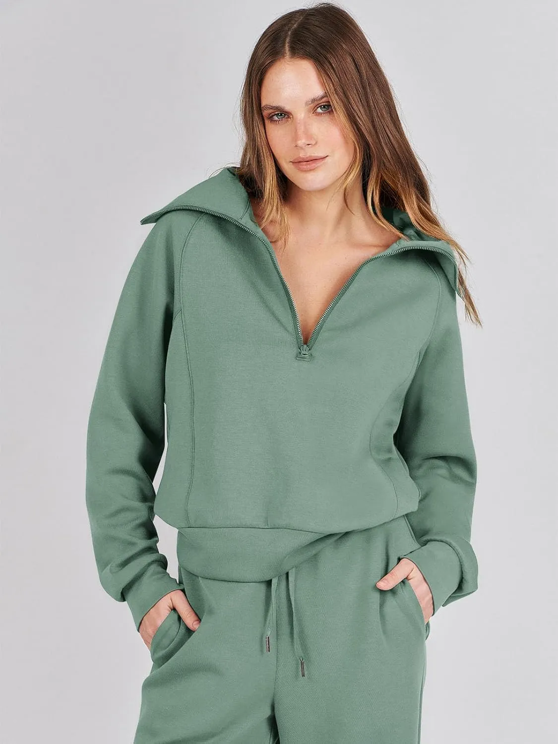 Caracilia Womens 2 Piece Outfits Lounge Sets Oversized Sweatshirt Sweatpants Sweatsuit Matching Sweat Set 2024 Fall Tracksuit