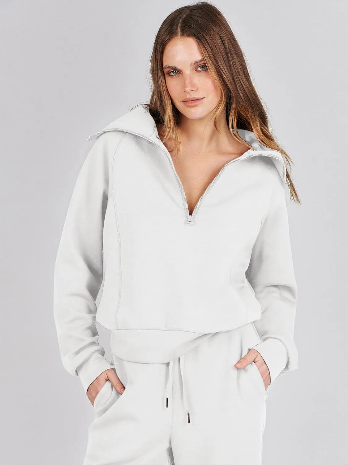Caracilia Womens 2 Piece Outfits Lounge Sets Oversized Sweatshirt Sweatpants Sweatsuit Matching Sweat Set 2024 Fall Tracksuit