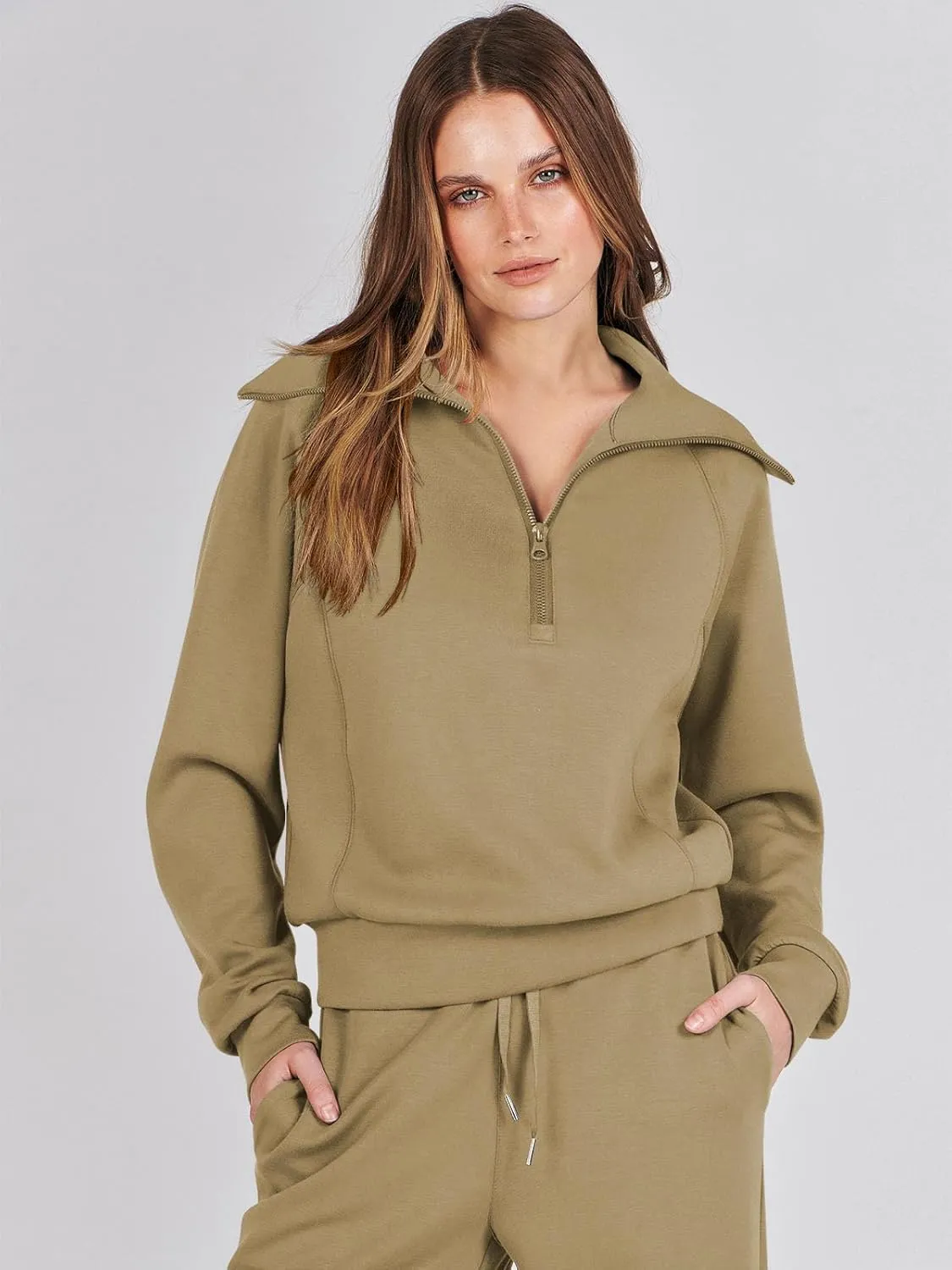 Caracilia Womens 2 Piece Outfits Lounge Sets Oversized Sweatshirt Sweatpants Sweatsuit Matching Sweat Set 2024 Fall Tracksuit