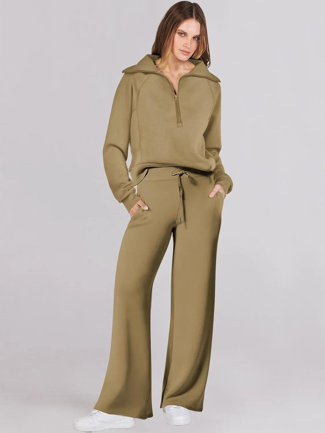 Caracilia Womens 2 Piece Outfits Lounge Sets Oversized Sweatshirt Sweatpants Sweatsuit Matching Sweat Set 2024 Fall Tracksuit