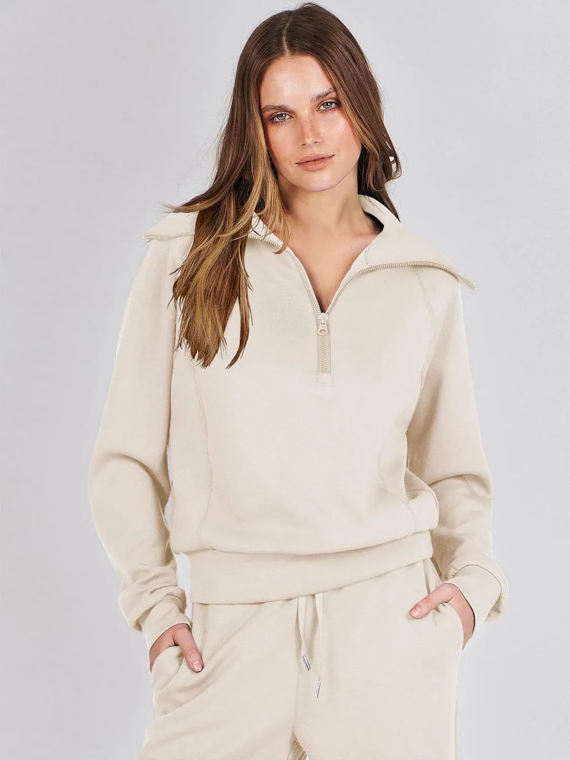Caracilia Womens 2 Piece Outfits Lounge Sets Oversized Sweatshirt Sweatpants Sweatsuit Matching Sweat Set 2024 Fall Tracksuit