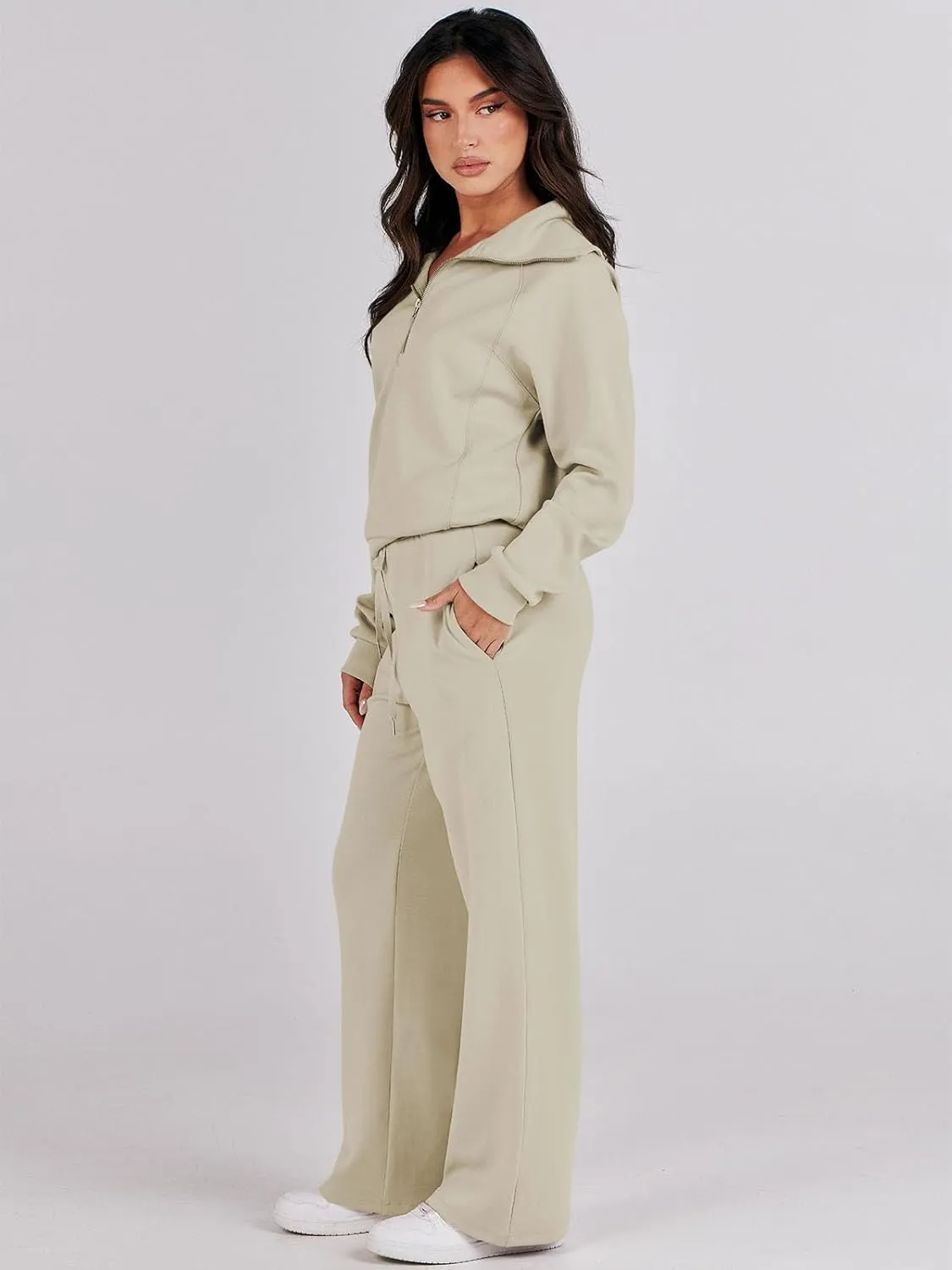 Caracilia Womens 2 Piece Outfits Lounge Sets Oversized Sweatshirt Sweatpants Sweatsuit Matching Sweat Set 2024 Fall Tracksuit