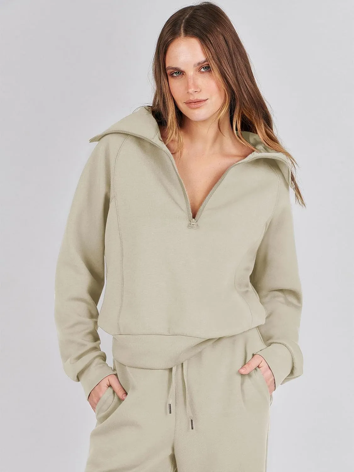 Caracilia Womens 2 Piece Outfits Lounge Sets Oversized Sweatshirt Sweatpants Sweatsuit Matching Sweat Set 2024 Fall Tracksuit