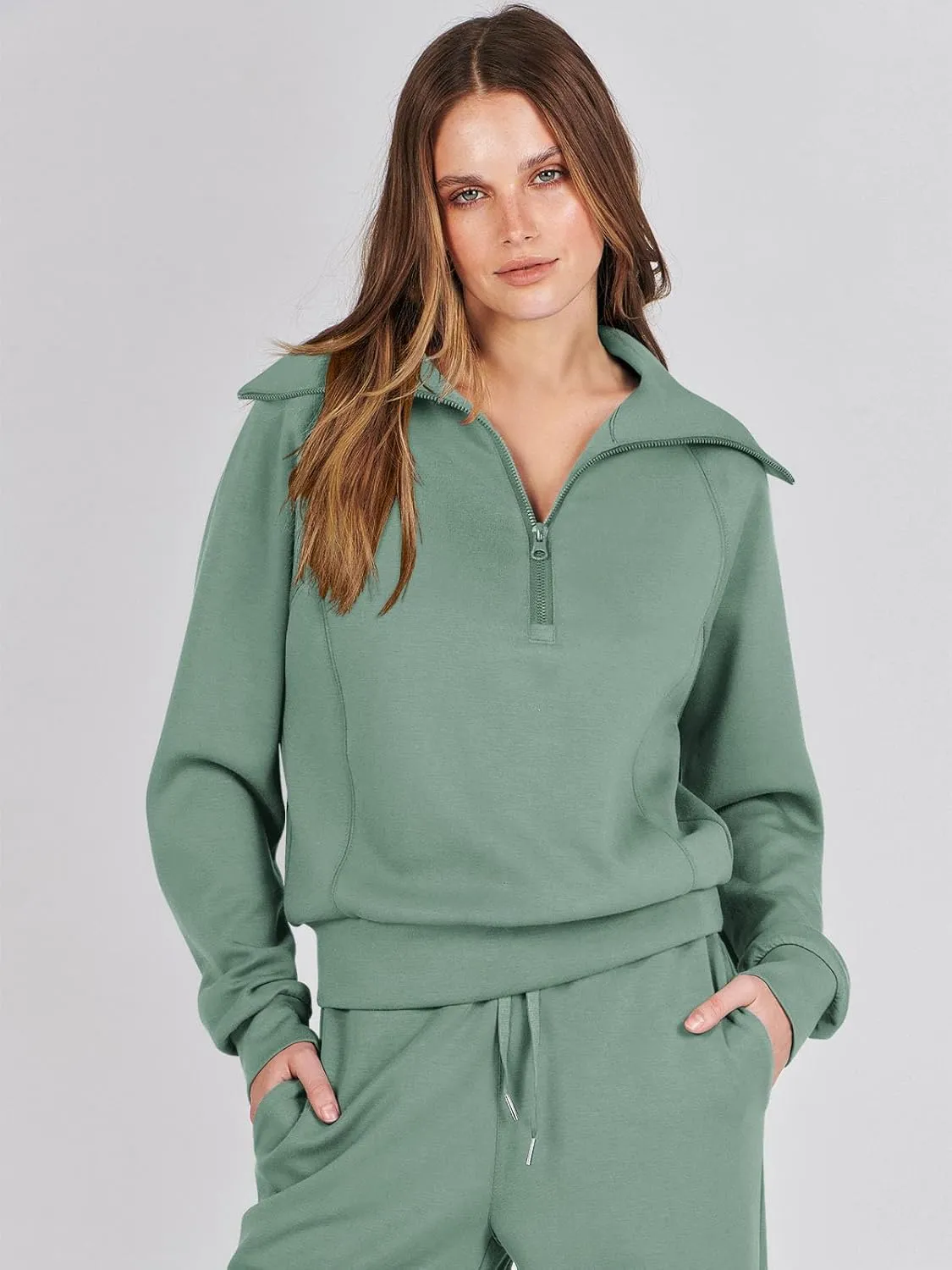 Caracilia Womens 2 Piece Outfits Lounge Sets Oversized Sweatshirt Sweatpants Sweatsuit Matching Sweat Set 2024 Fall Tracksuit