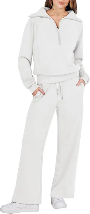 Caracilia Womens 2 Piece Outfits Lounge Sets Oversized Sweatshirt Sweatpants Sweatsuit Matching Sweat Set 2024 Fall Tracksuit