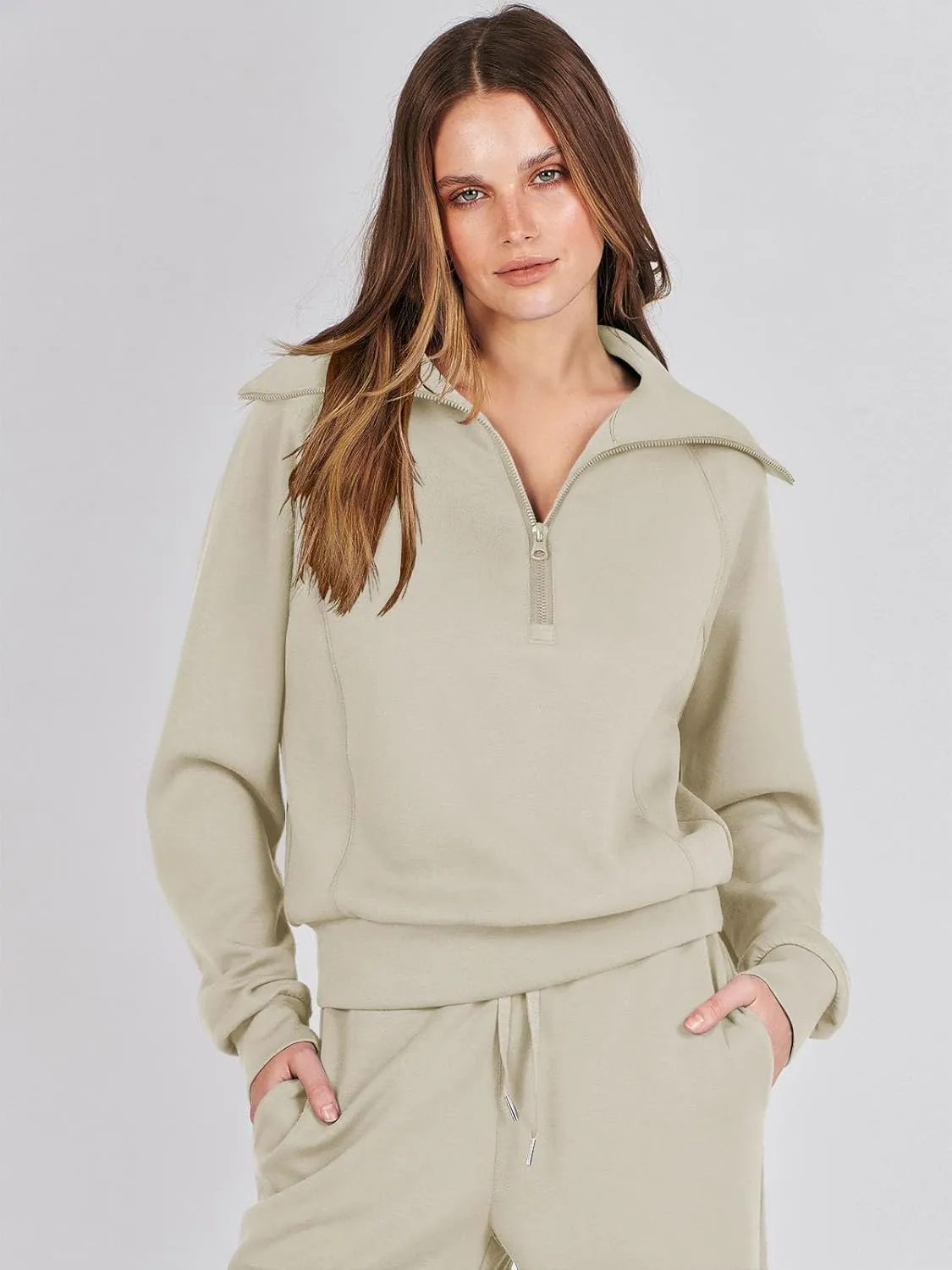 Caracilia Womens 2 Piece Outfits Lounge Sets Oversized Sweatshirt Sweatpants Sweatsuit Matching Sweat Set 2024 Fall Tracksuit