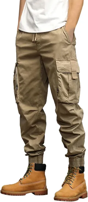 Cargo Trousers for Men Rope Loose Heavyweight Loose Sports Trousers Pockets Pant Mens Cotton Linen Pants Loose Casual