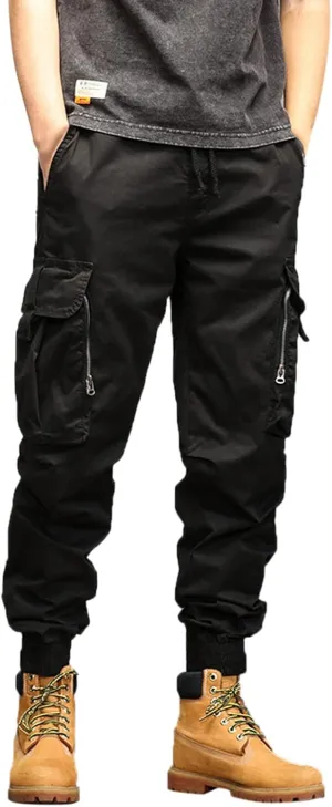 Cargo Trousers for Men Rope Loose Heavyweight Loose Sports Trousers Pockets Pant Mens Cotton Linen Pants Loose Casual