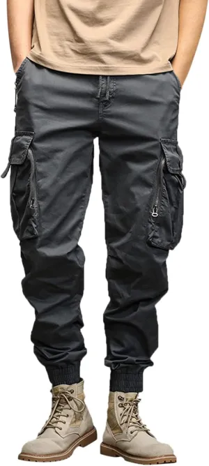 Cargo Trousers for Men Rope Loose Heavyweight Loose Sports Trousers Pockets Pant Mens Cotton Linen Pants Loose Casual