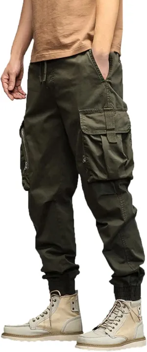 Cargo Trousers for Men Rope Loose Heavyweight Loose Sports Trousers Pockets Pant Mens Cotton Linen Pants Loose Casual
