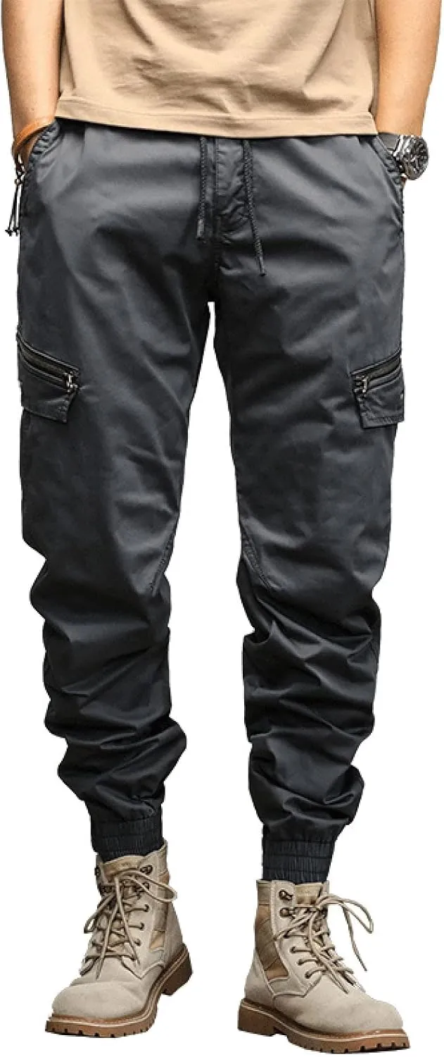 Cargo Trousers for Men Rope Loose Heavyweight Loose Sports Trousers Pockets Pant Mens Cotton Linen Pants Loose Casual