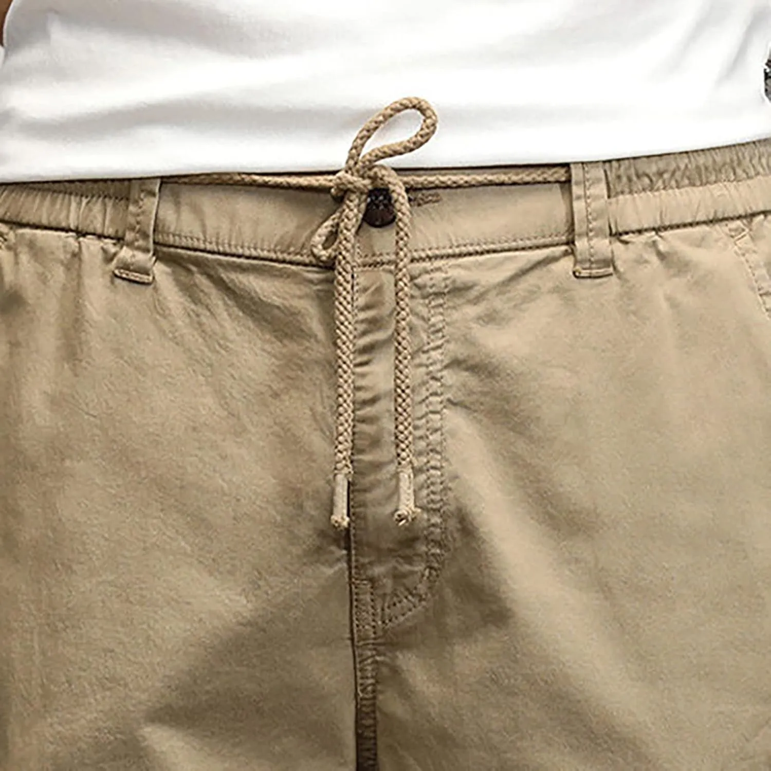Cargo Trousers for Men Rope Loose Heavyweight Loose Sports Trousers Pockets Pant Mens Cotton Linen Pants Loose Casual