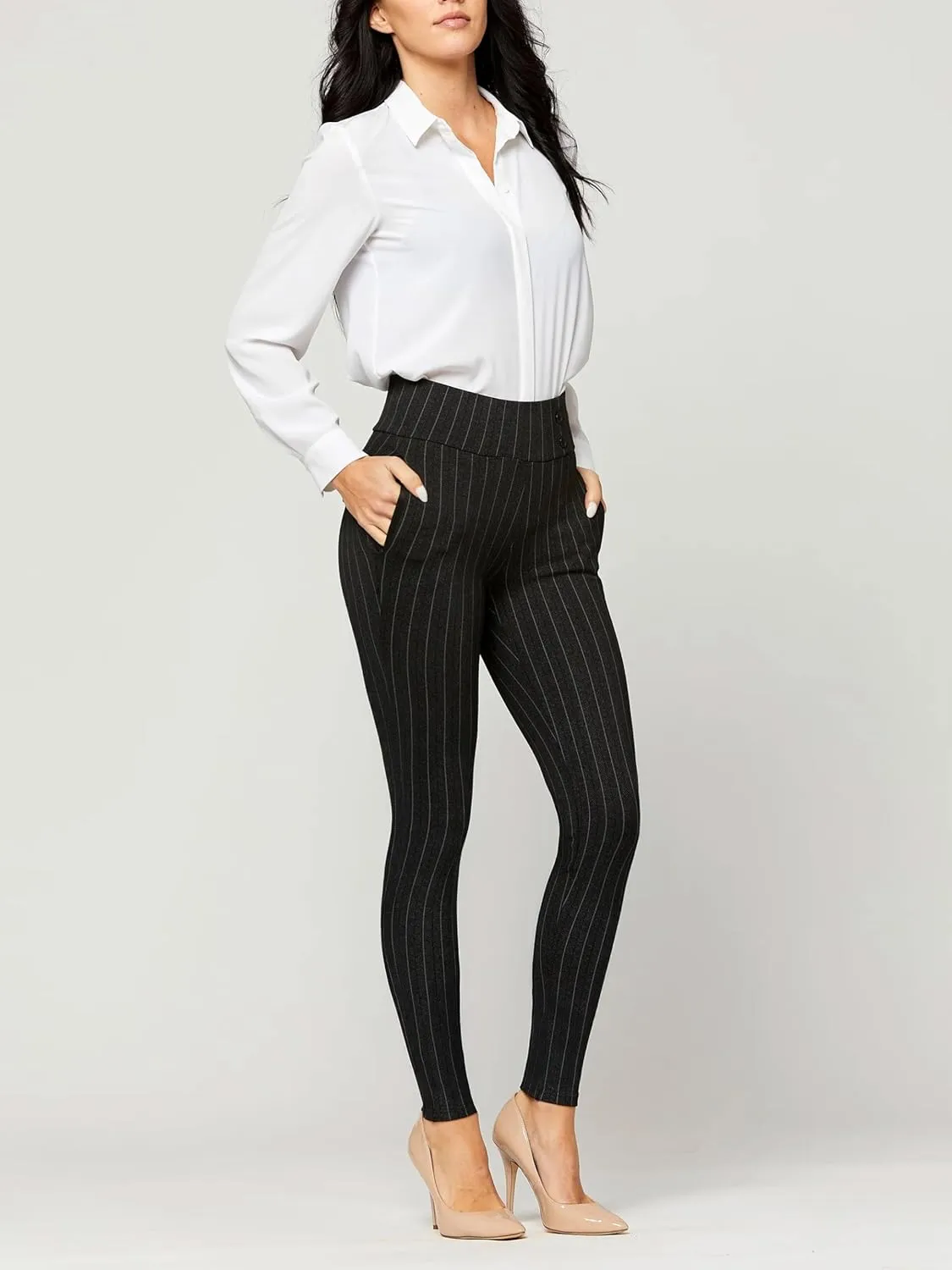 Conceited Dress Pants for Women with Pockets - Stretch Ponte Fabric - Wear to Work - Tummy Control (Available in Plus Size)